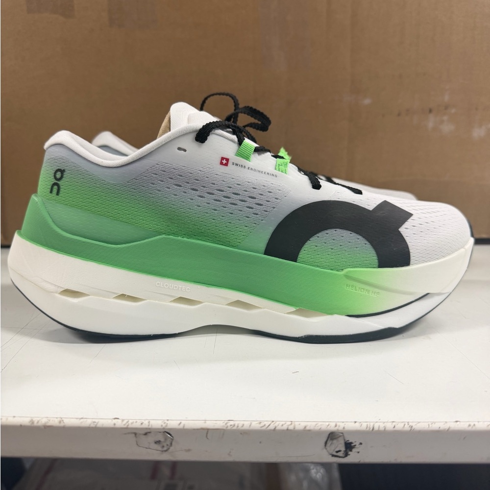 On Running Men's Cloudboom Max  White & Mint Performance Sneaker by new 9.5 - Picture 2 of 2